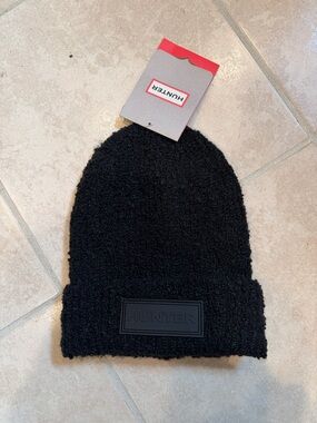 Hunter Black Textured Knit Cuff Beanie